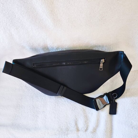 NWT COACH CT714 Racer Small Belt Bag In Signature Canvas Black Currant - Picture 4 of 5